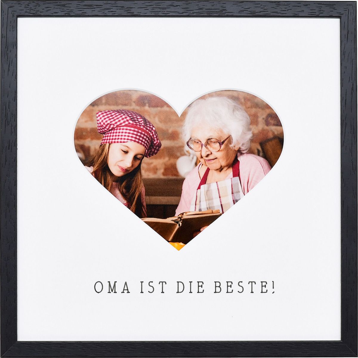 Bilderrahmen mit Herzausschnitt für Oma in der Farbe Schwarz